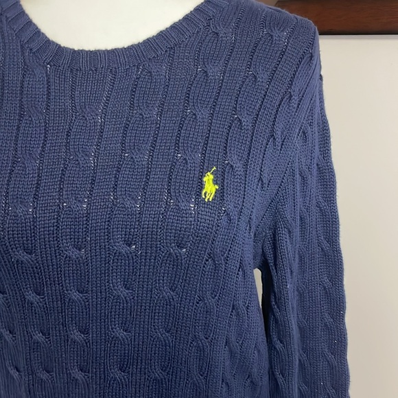 Lauren Ralph Lauren Sport Navy Blue Cable knit sweater Womens Size XL - Picture 2 of 5